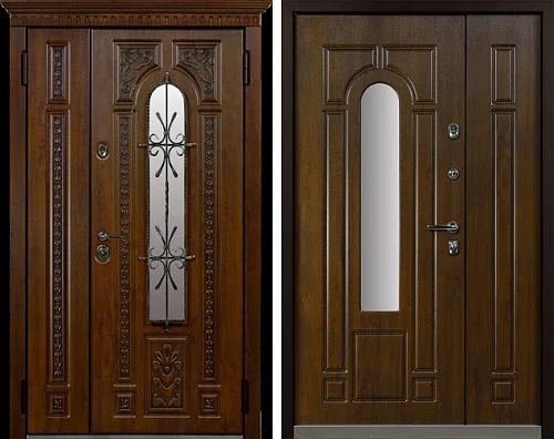 Дверь металлическая двухстворчатая в дом из кирпича №19