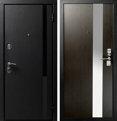 Металлическая дверь с шумоизоляцией и чёрной панелью панелью снаружи №28