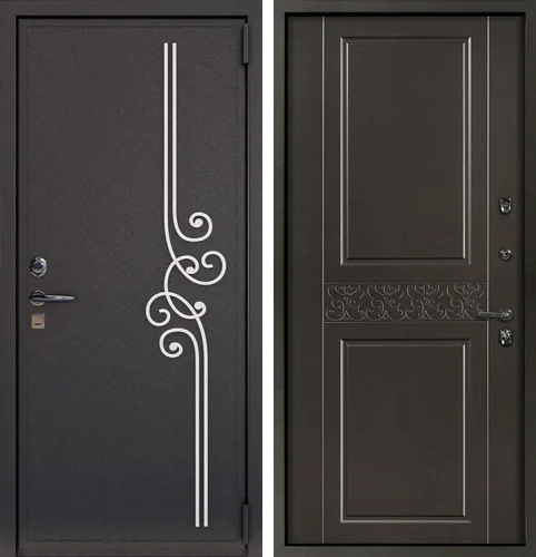 Входная металлическая дверь в частный дом с ковкой №19
