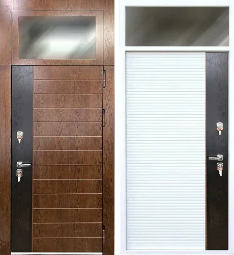 Металлическая дверь с верхней фрамугой №15