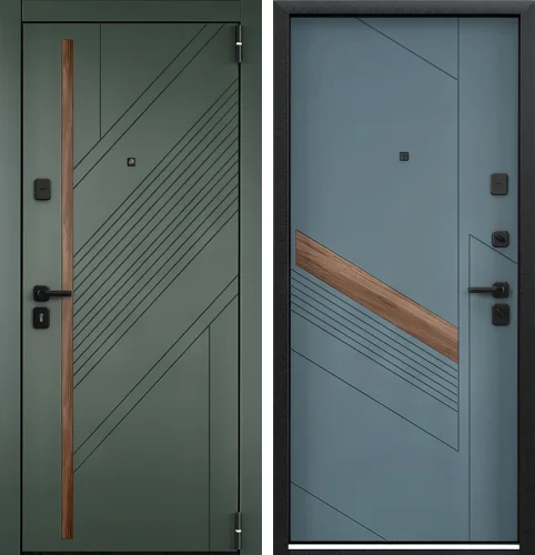 Зеленая входная дверь в каркасник №111