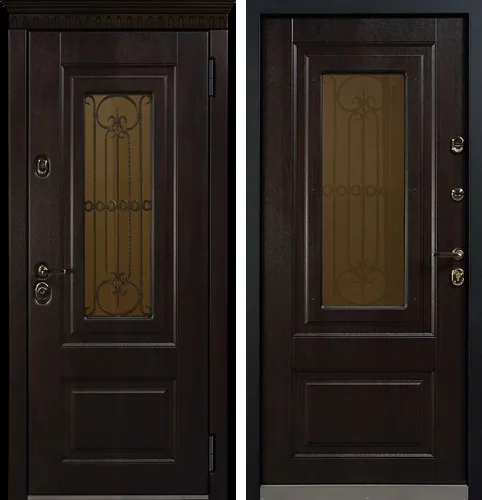 Входная дверь со стеклопакетом цвет Венге №4