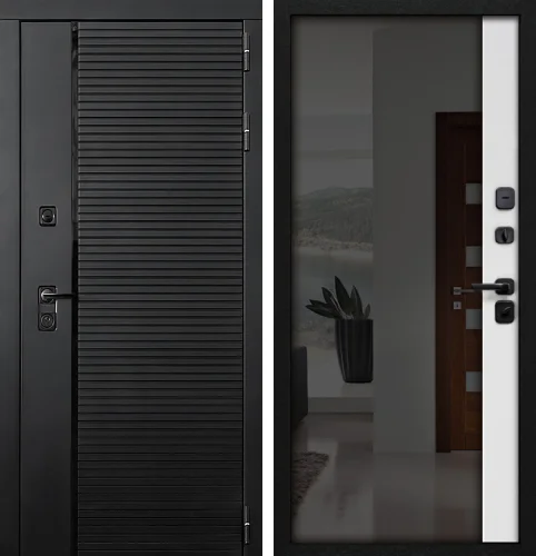 Дверь входная металлическая белая внутри с зеркалом максимум №22