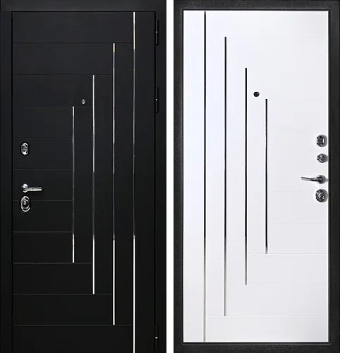 Входная дверь для квартиры в новостройке черная с молдингом №38