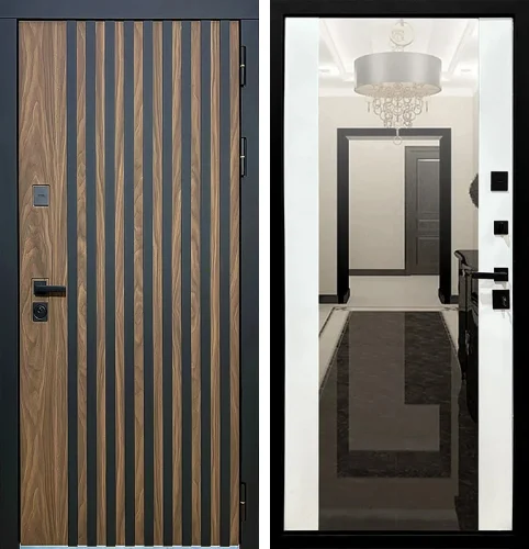 Металлическая дверь в квартиру с зеркалом внутри №22