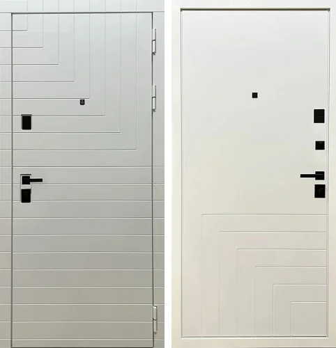 Белая входная дверь в пленке ПВХ №19