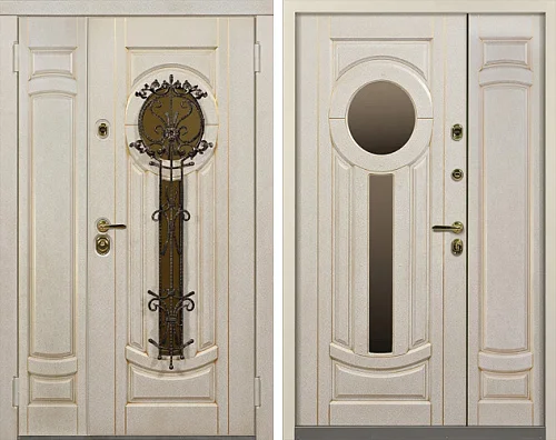 Металлическая дверь для коттеджа с остеклением №18