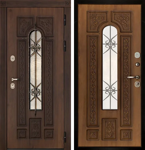 Элитная входная дверь со стеклом для загородного дома №2