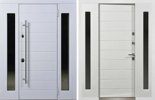 Входная дверь белая с двух сторон №33