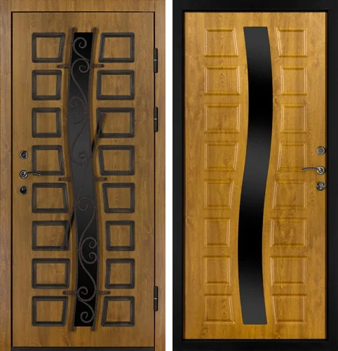 Входная дверь со стеклом для загородного дома №16