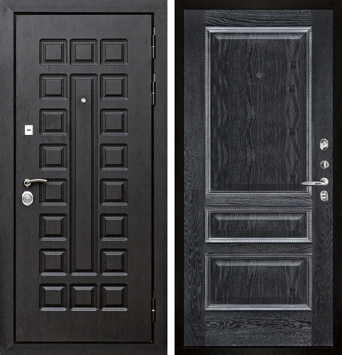 Черная дверь МДФ с патиной №18