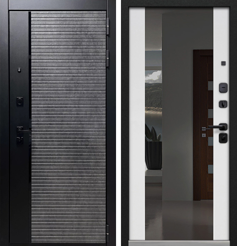 Уличная входная дверь с зеркалом панорама№21