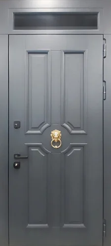 Серая входная дверь с фрамугой №34