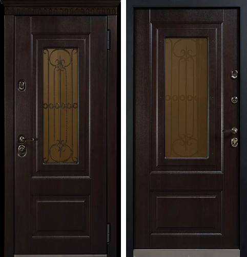 Входная дверь из филенки со стеклопакетом №4