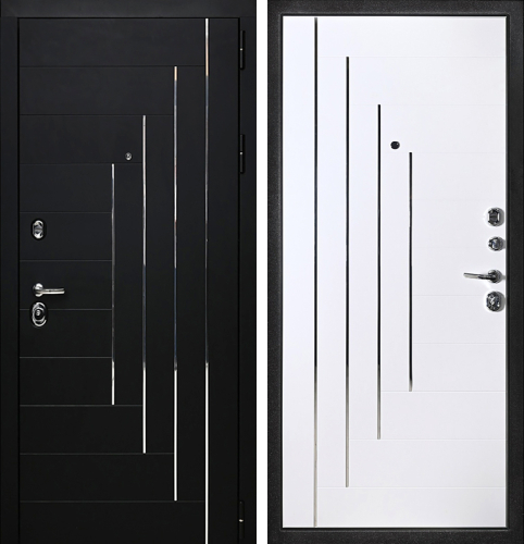 Входная дверь черная с молдингом №38