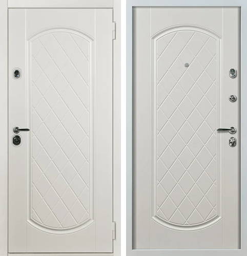 Фрезерованная входная дверь белая снаружи и внутри №41