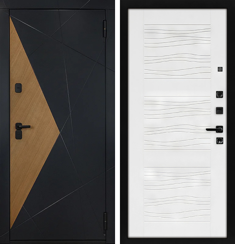 Входная дизайнерская дверь с двухцветной панелью №113