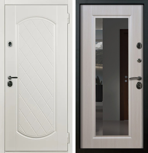 Белая входная дверь с зеркалом максимум №4