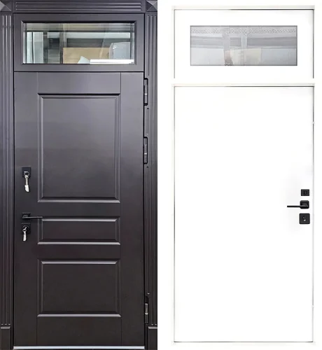 Дверь входная со стеклом сверху №16