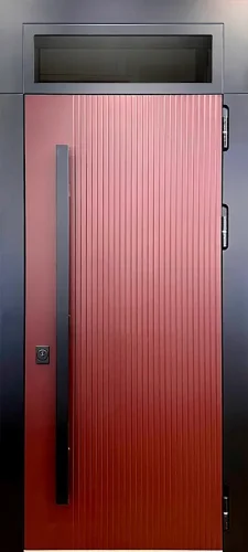 Входная дверь для дома с фрамугой двойной МДФ фрезерованный №65